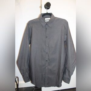Calvin Klein Charcoal Button-Up Shirt longsleeve non iron 15.5 34/35 slim fit